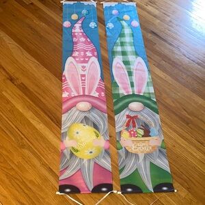 Happy Easter Happy Spring Gnome Porch Banner Set Good Condition 12 x 70